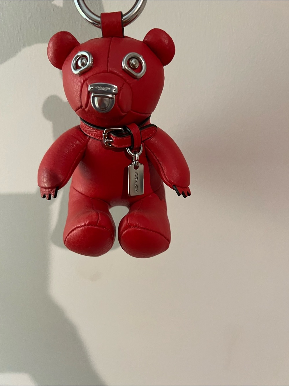 Coach Red Leather Bear Bag Charm Collectible